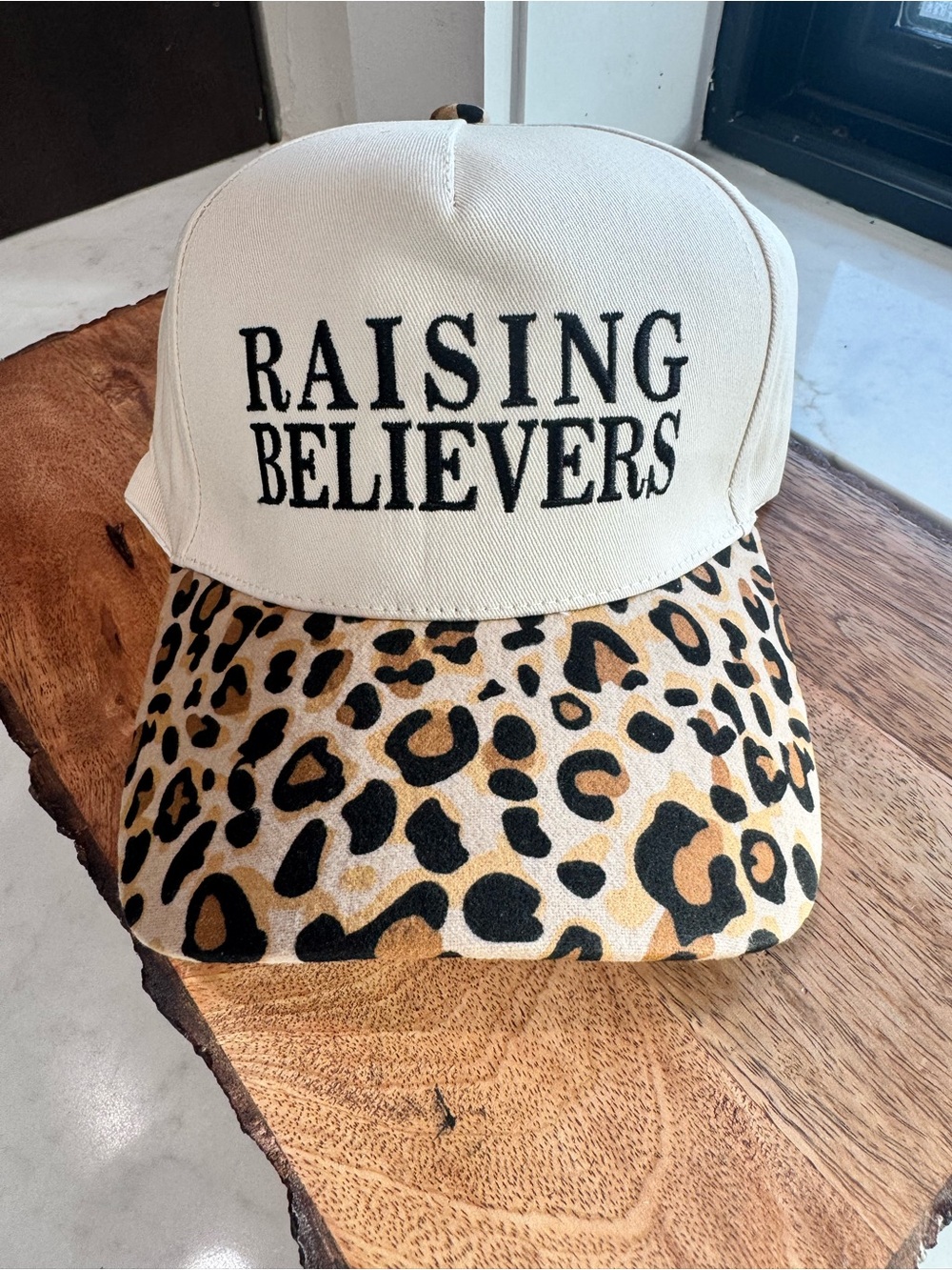 Raising Believers Beige and Leopard Print Baseball Cap